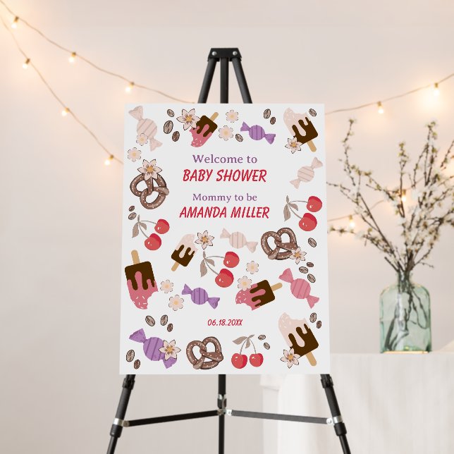 Sweet and Salty Baby Shower White Welcome Sign (In Situ (Stand))