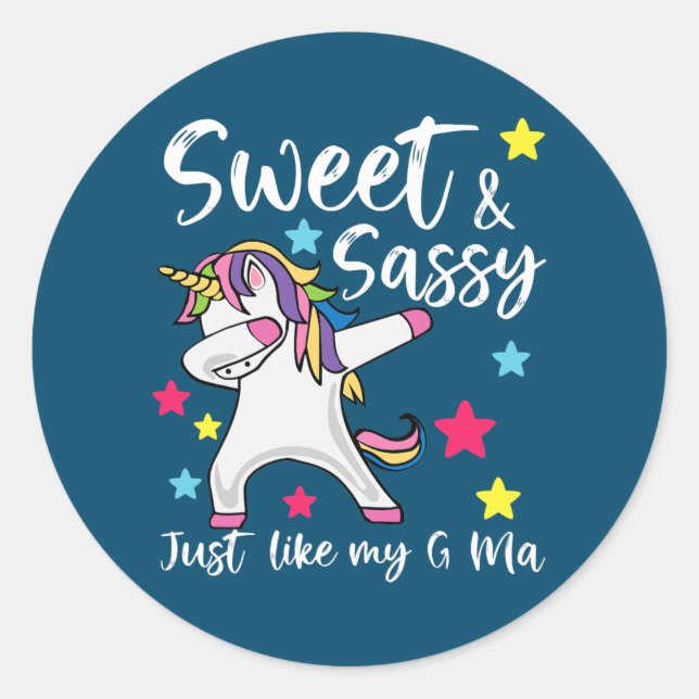 Sweet and Sassy Just Like My G Ma Matching Classic Round Sticker (Front)