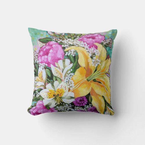 Sweet and Sassy Spring Bouquet Throw Pillow