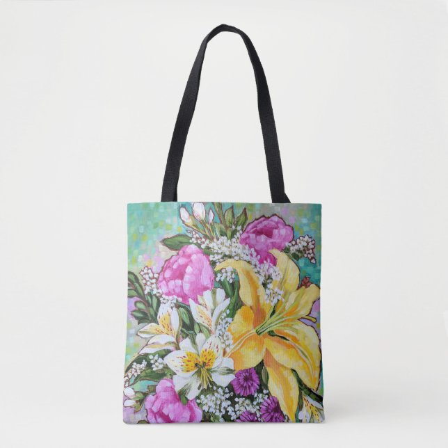 "Sweet and Sassy Spring Bouquet" Tote Bag (Front)