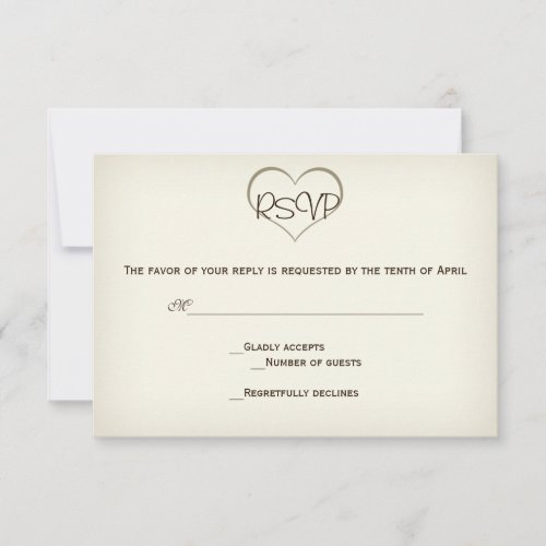 Sweet and Simple Beige RSVP Card