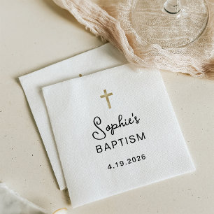 Sweet and Simple Gold Cross Baptism Napkins