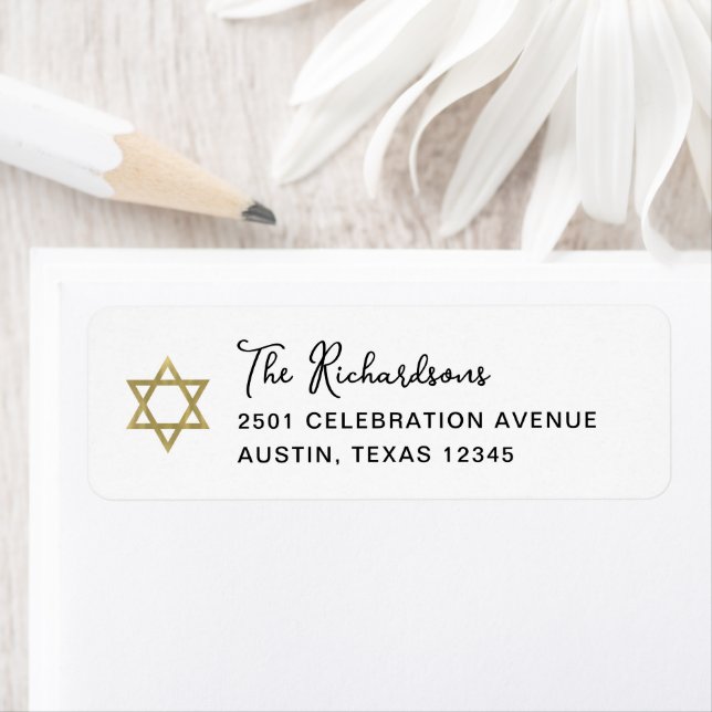 Sweet and Simple | Gold Star of David Bat Mitzvah Label (Insitu)