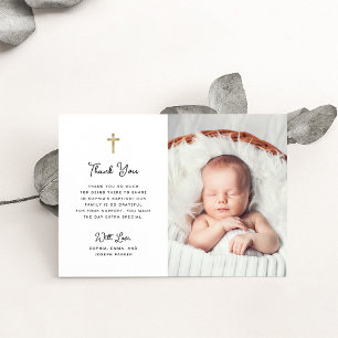 Sweet and Simple   Photo Baptism Thank You Card