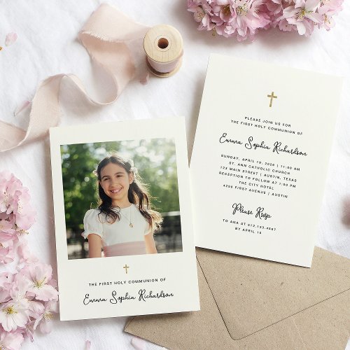 Sweet and Simple  Photo First Holy Communion Invitation