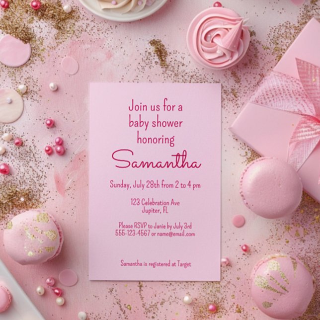 Sweet and Simple Pink Baby Shower Invitation (Creator Uploaded)