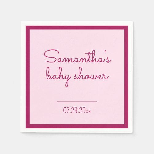 Sweet and Simple Pink Baby Shower Napkins