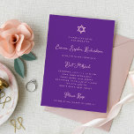 Sweet and Simple | Purple and Pink Bat Mitzvah Invitation<br><div class="desc">This simple and stylish,  purple and pink Jewish Bat Mitzvah invitation for a girl features whimsical,  vintage style pink script typography and a Star of David. An elegant,  colorful modern minimalist look that is still unique,  trendy,  and girly.</div>