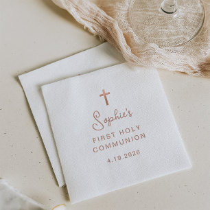 Sweet and Simple Rose Gold First Holy Communion Napkins
