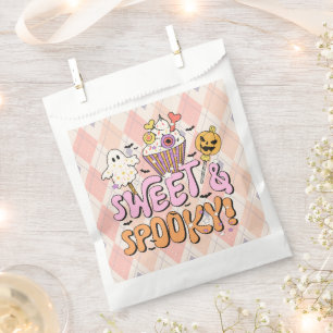 Sweet and Spooky Argyle Ghost Pumpkin Halloween Favor Bag