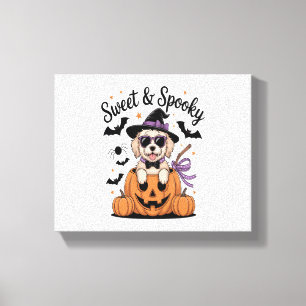 Sweet and Spooky Dog Halloween Canvas Print
