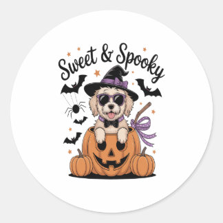 Sweet and Spooky Dog Halloween Classic Round Sticker