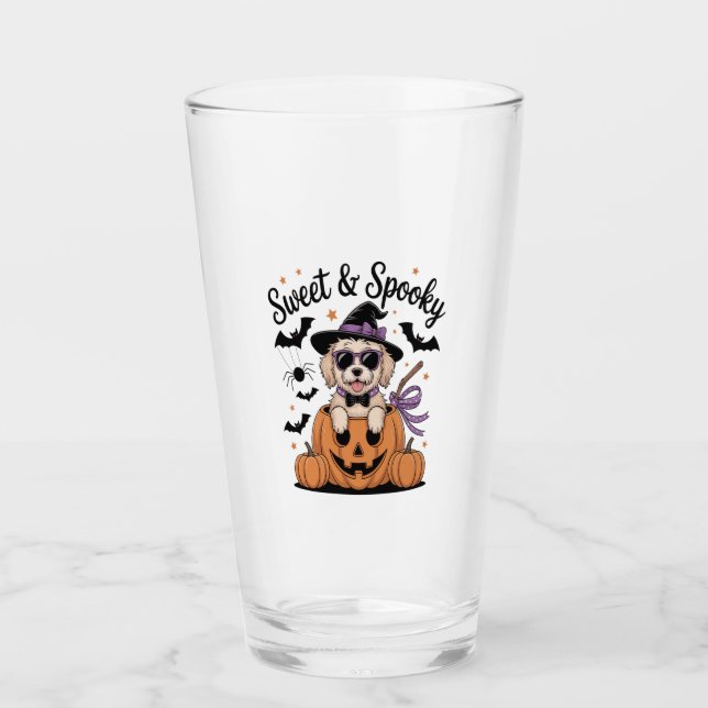 Sweet and Spooky Dog Halloween Glass (Front)