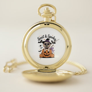 Sweet and Spooky Dog Halloween Pocket Watch