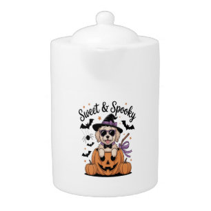Sweet and Spooky Dog Halloween Teapot