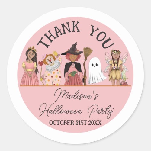 Sweet and Spooky Pink Halloween Costume Party  Classic Round Sticker