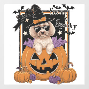 Sweet and Spooky Poodle and Pumpkin Wall Decal