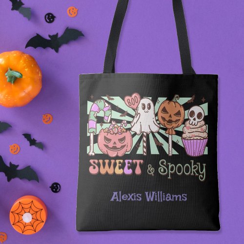 Sweet and spooky trick or treat Black Tote Bag