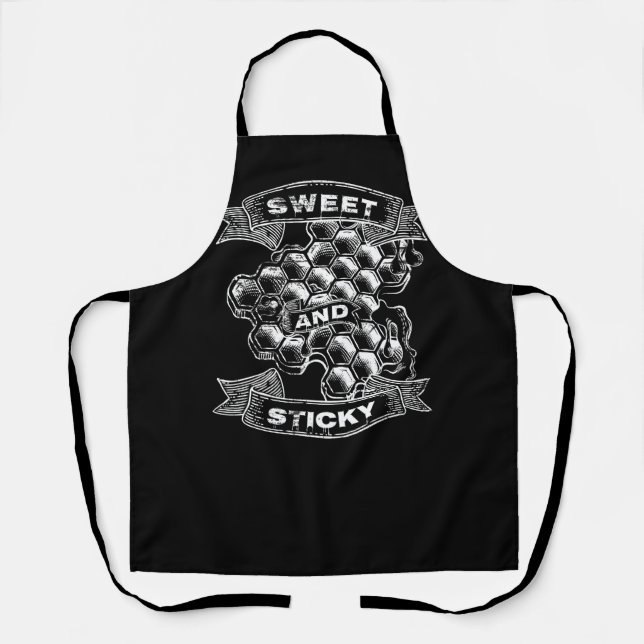 Sweet and Sticky Honey Honeycomb Beekeeper Bees Apron (Front)