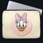 Sweet and Sunny Daisy Duck Portrait Laptop Sleeve<br><div class="desc">Brighten up your everyday essentials with this adorable and charming Daisy Duck portrait! Featuring a happy, wide-eyed expression and a signature oversized bow, this design is housed in a clean circular frame with a playful yellow and pink striped background. The soft, hand-drawn linework and warm pastel palette give this artwork...</div>