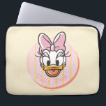 Sweet and Sunny Daisy Duck Portrait Laptop Sleeve<br><div class="desc">Brighten up your everyday essentials with this adorable and charming Daisy Duck portrait! Featuring a happy, wide-eyed expression and a signature oversized bow, this design is housed in a clean circular frame with a playful yellow and pink striped background. The soft, hand-drawn linework and warm pastel palette give this artwork...</div>