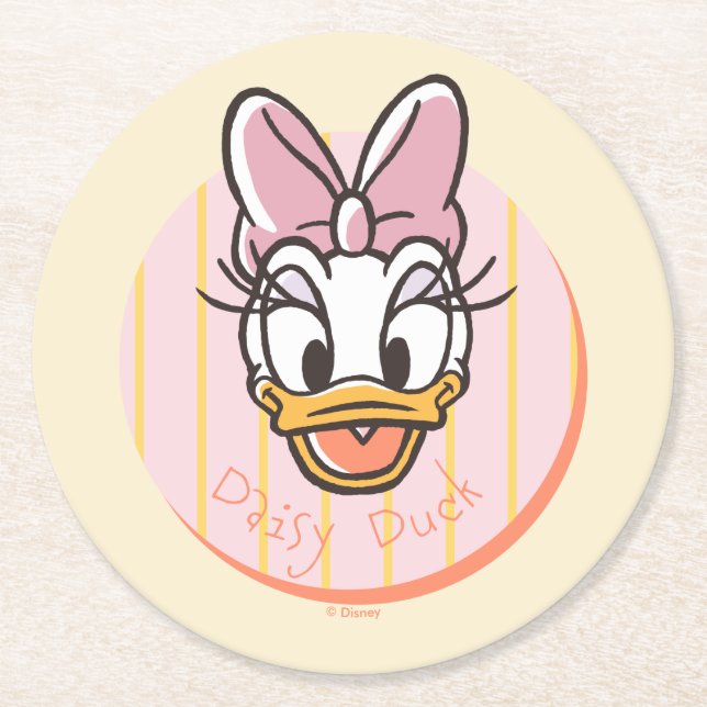 Sweet and Sunny Daisy Duck Portrait Round Paper Coaster (Front)