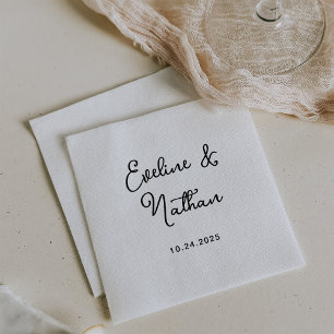 Sweet and Whimsical Black and White Wedding Napkins