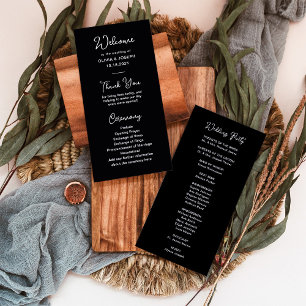 Sweet and Whimsical Black   Wedding Program