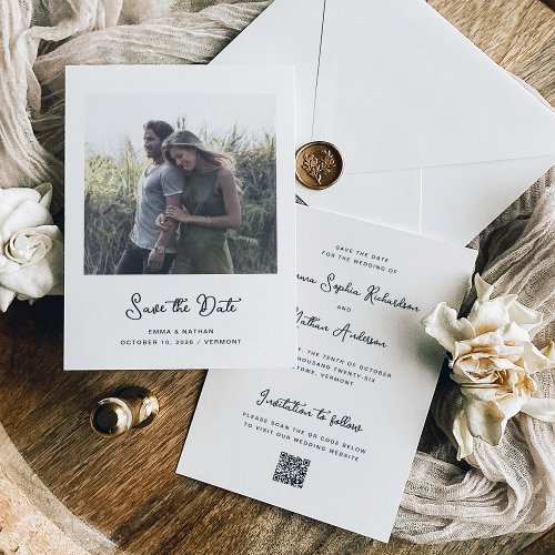 Sweet and Whimsical  Photo and QR Code Save The Date