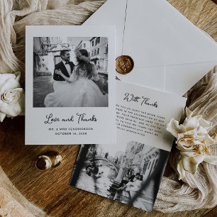 Sweet and Whimsical   Simple Two Photo Wedding Thank You Card