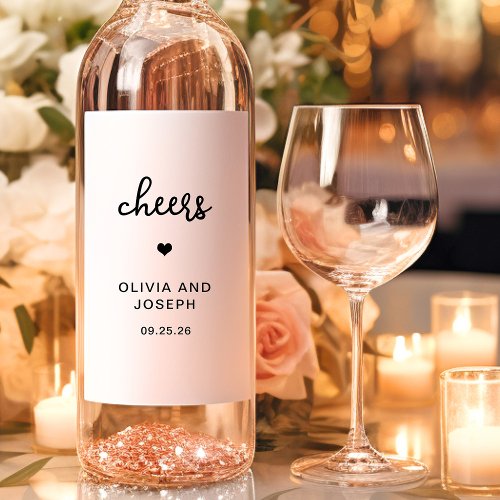 Sweet and Whimsical  Wedding Cheers Wine Label
