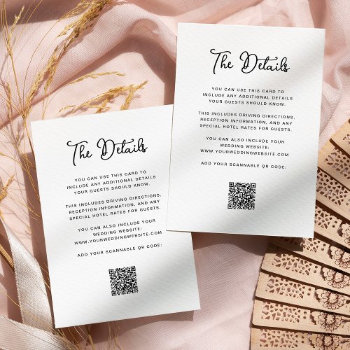 Sweet and Whimsical Wedding Guest Details QR Code Enclosure Card