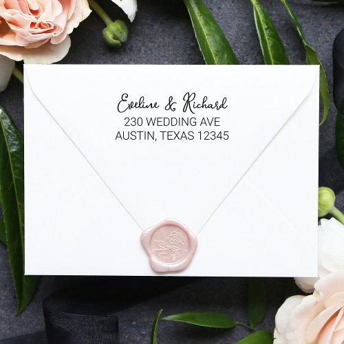 Sweet and Whimsical  Wedding Return Address Self_inking Stamp