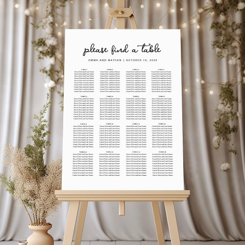 Sweet and Whimsical  Wedding Seating Chart Foam Board