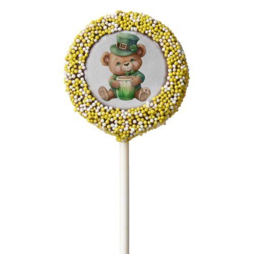 Sweet and Yummy St Patricks Day Lucky Bear Cute Chocolate Covered Oreo Pop