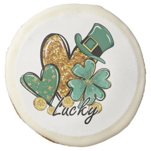 Sweet and Yummy St Patricks Day Lucky Gold Green Sugar Cookie