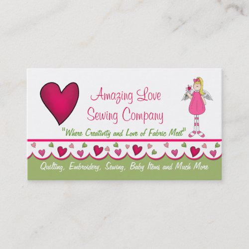 Sweet Angel and Hearts Custom Business Card