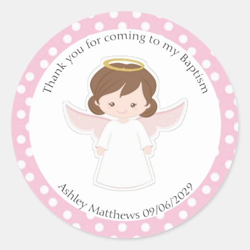 Sweet Angel Baptism First Communion Party Favor  C Classic Round Sticker