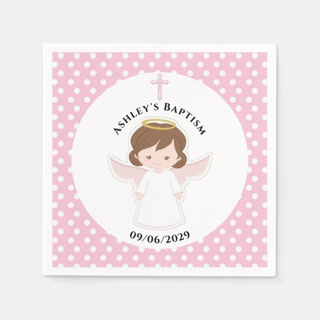 Sweet Angel Baptism First Communion Party Napkins (Front)