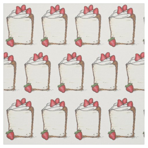 Sweet Angel Food Angelfood Cake Slice Strawberries Fabric