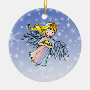 Sweet Angel Holding Star Christmas Ornament