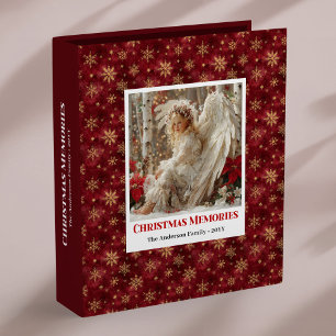 Sweet Angel Poinsettia Red Gold Christmas Album 3 Ring Binder