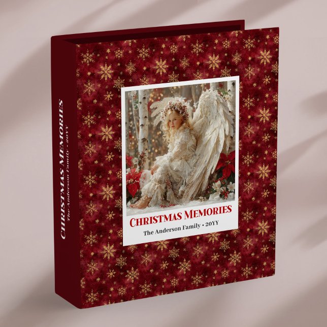 Sweet Angel Poinsettia Red Gold Christmas Album 3 Ring Binder (Sweet Angel Poinsettia Red Gold Christmas Ring Binder

)