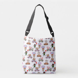 Sweet Animals In Cars With Traffic Light Pattern Crossbody Bag