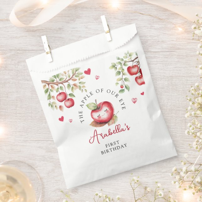 Sweet Apple Of Our Eye Birthday Party Favor Bag (Clipped)