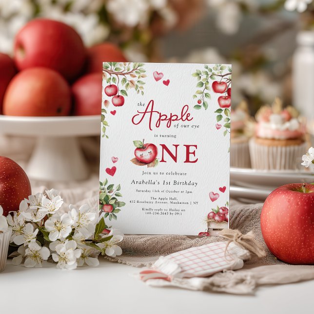 Sweet Apple Of Our Eye First Birthday Invitation (Creator Uploaded)