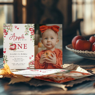 Sweet Apple Of Our Eye Photo 1st Birthday Invitation