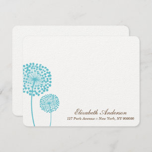 Sweet Aqua Dandelions Flat Note Cards