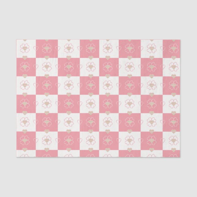 Sweet Argyle Hearts Checkered Tissue Paper (Front)
