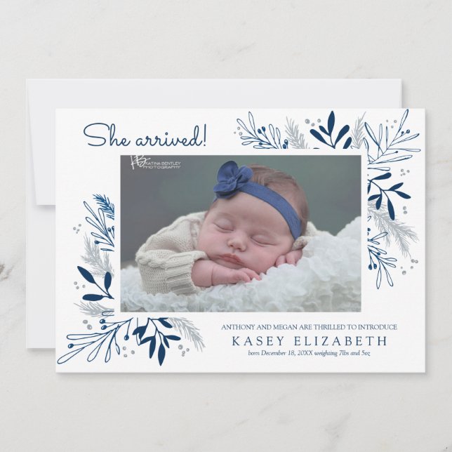 Sweet Arrival Baby Announcement | Winter Branches (Front)